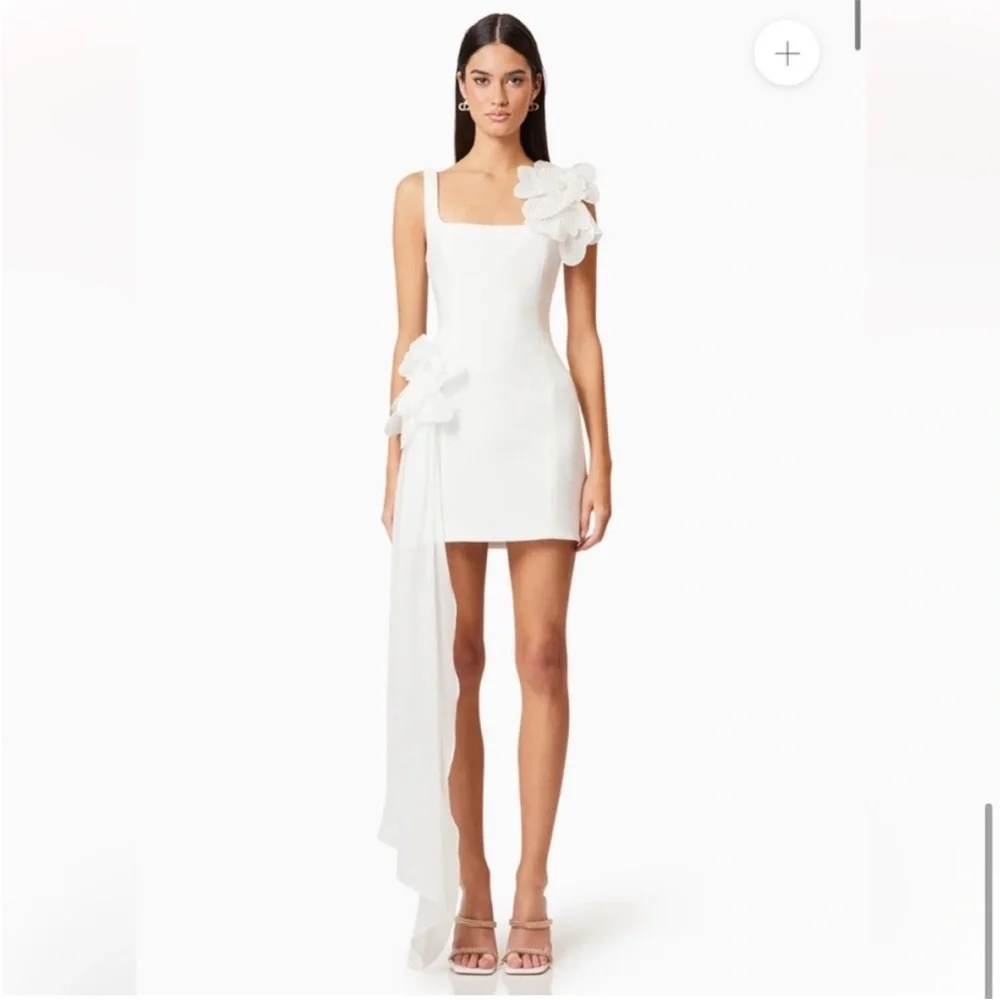 elliatt janelle white 3d oversized floral flower long sash mini dress size XL - Picture 10 of 10